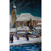 Postkarte St. Nikola 2 Kirche St. Nikola als Zeichnung